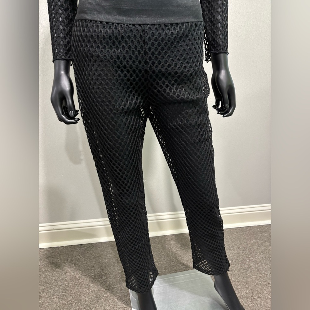 Two piece net black crop top and pants medium new with tags great cover up - Picture 3 of 9